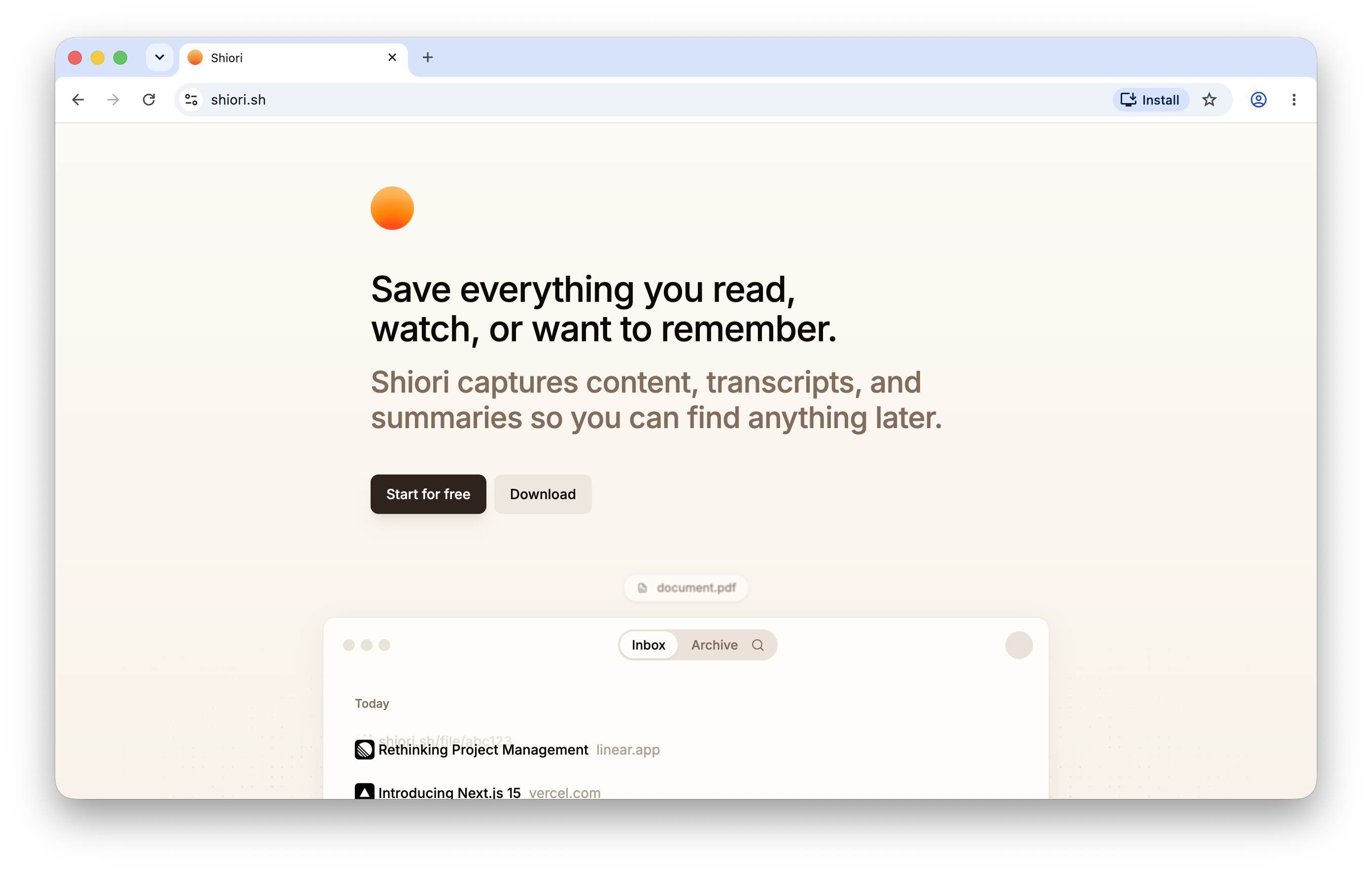 Website displayed in Google Chrome