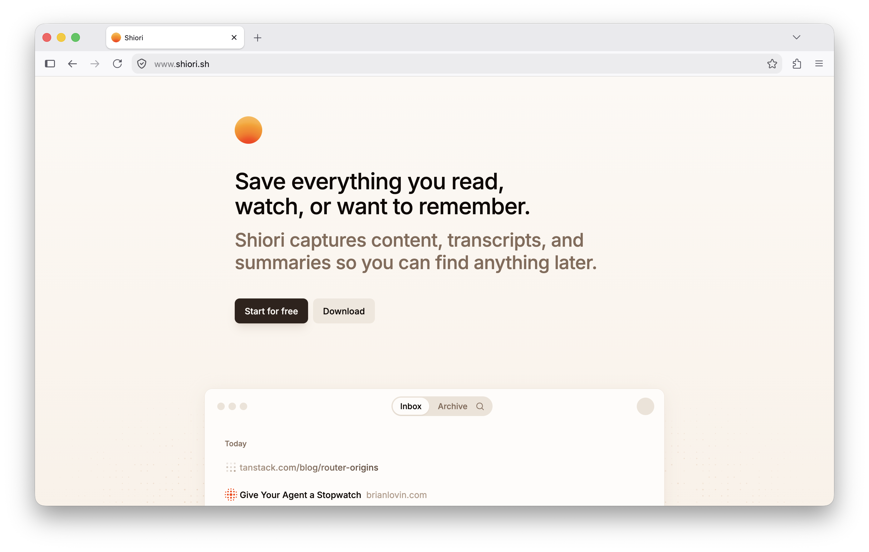 Website displayed in Firefox