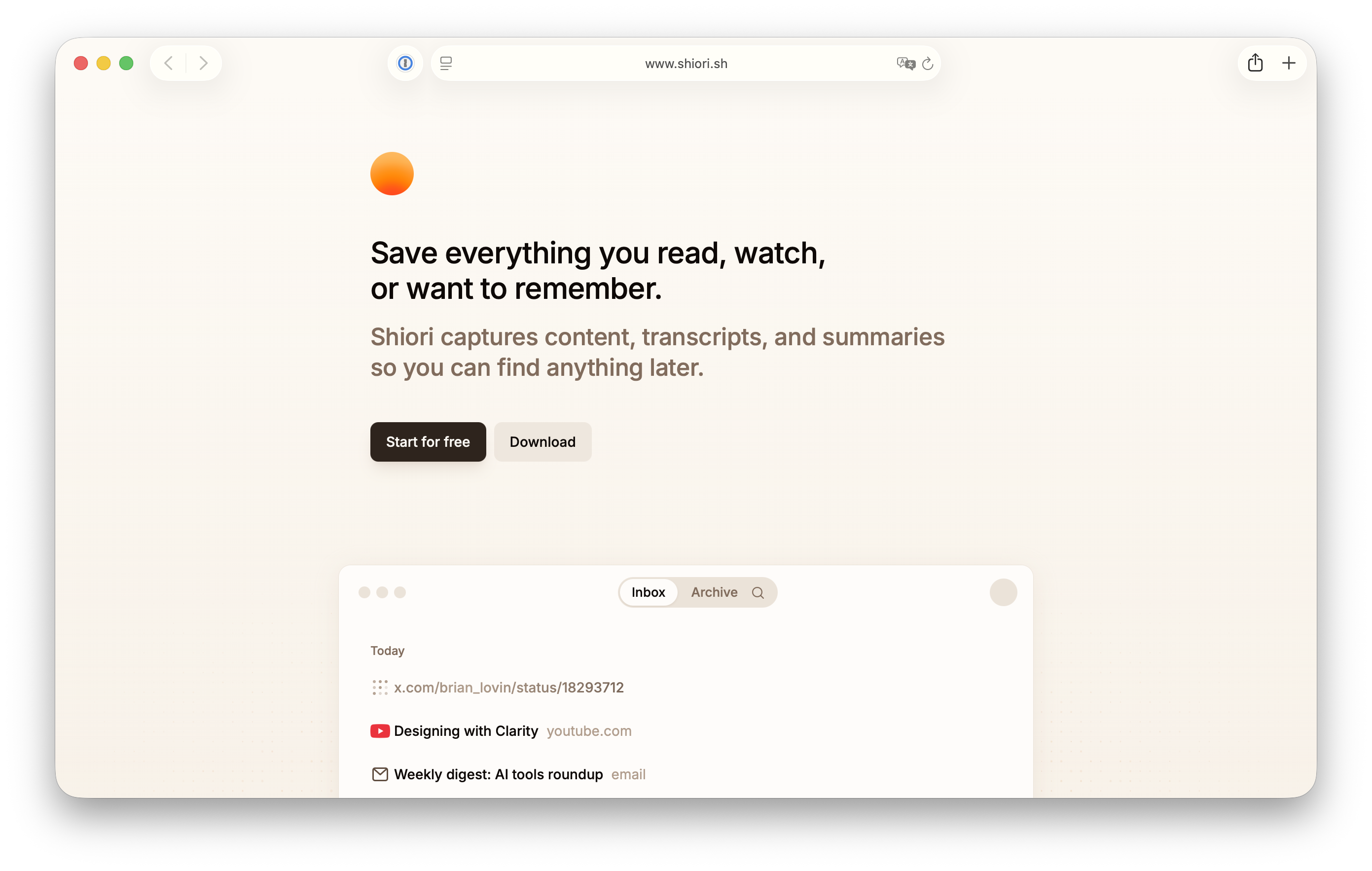 Website displayed in Safari